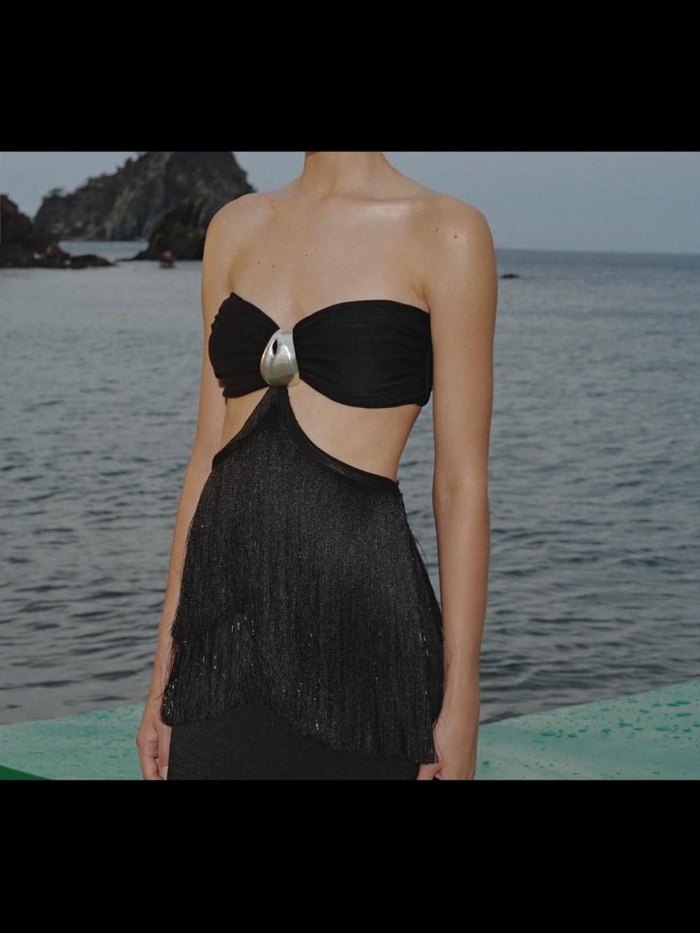 Baobab Collection Black Strapless Cutout Dress with Silver Accent - Picture 3 of 6